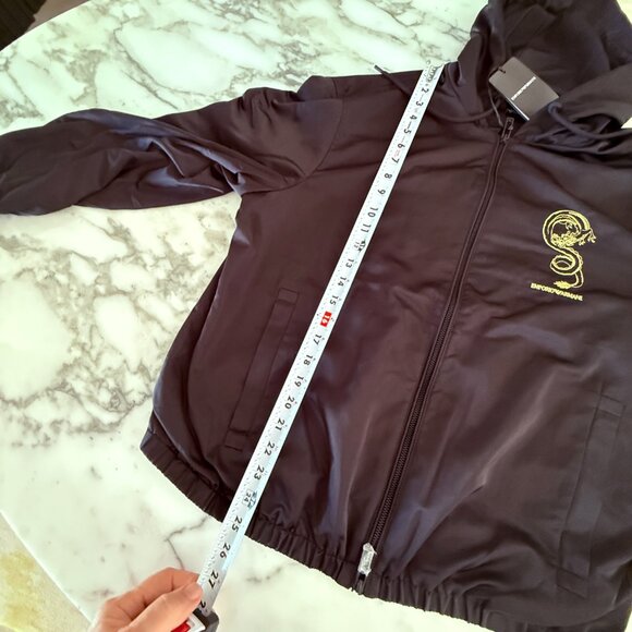 EMPORIO ARMANI Mens Jet Black Ltd. Ed. Hooded Lunar New Year Dragon Jacket, 52 - Picture 6 of 14